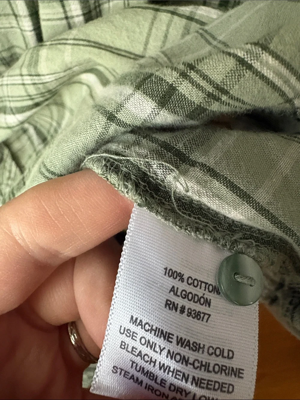 St. John's Bay Light Sage Plaid Button-Front Short Sleeve Shirt